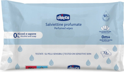 Shami të lagura Chicco Scented Wipes, 72 copë, me erë të mirë