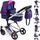 Karrocë lodër për kukulla Bayer City Baby Doll Pram, me dorezë të rregullueshme, paloset, blu