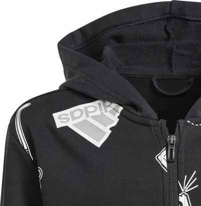 Bluzë me kapuç Adidas Bluv Zip HD për kalamaj, me zinxhir, e zezë