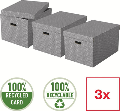 Set kuti për ruajtje Esselte Home 628287, madhësia L, 3 copë, gri