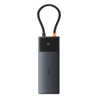 HUB USB C Baseus 10 në 1, Dual HDMI 8K 4K, RJ45 PD 100W, gri e errët