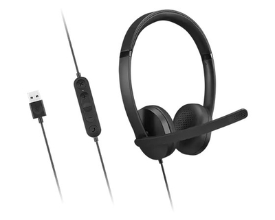 Слушалки Lenovo Gen 2 4XD1P83425, стерео на уво, со USB A кабел, црни