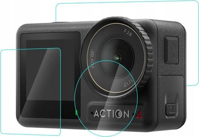 Set mbrojtës xhami PULUZ për DJI Osmo Action 4, 2 x ekrane, lente LCD, transparent