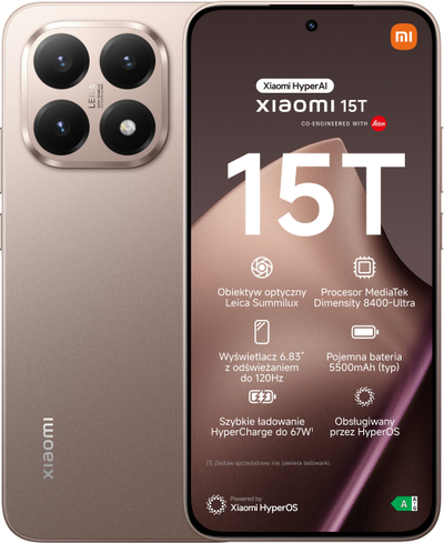 Telefoni Xiaomi 15T, 256GB, 6.83", 5G, rozë