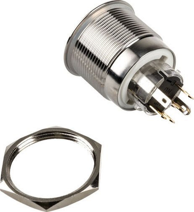 Buton metalik DimasTech Silverline Dot, 25mm, RGB, argjendtë