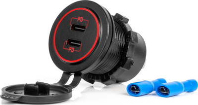 Karikues veture AMiO 04223, 2 dalje USB, mbrojtje nga lagështia, i zi