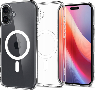 Mbrojtëse telefoni Spigen Ultra Hybrid MagSafe për iPhone 16 Plus, transparente, e bardhë