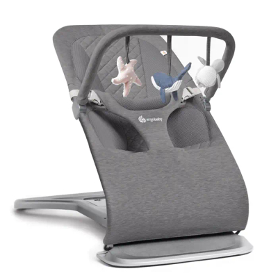 Hark lodrash për bebe Ergobaby Evolve Ocean Wonders, me lodra pelushi, për karrige Evolve, gri charcoal