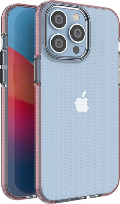 Maskë Spring Case për iPhone 14 Pro Max, TPU, e tejdukshme, rozë