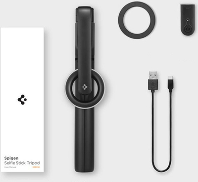 Селфи стап со статив Spigen MagSafe Tripod Selfie Stick Longer Version, продолжена верзија, за iPhone, црн