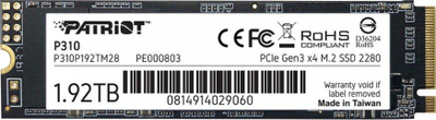 SSD Patriot P310, 1.92TB, M.2 2280, PCIe 3.0 x4 NVMe