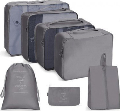 Set udhëtimi Ecarla Travel Set, 7 çanta kozmetike organizuese, shumëngjyrëshe