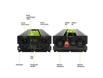 Inverter per automjet Green Cell PowerInverter INVGC24P3000LCD, 24V, 3000W, me valë të pastër sinusi