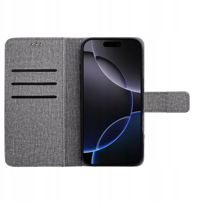 Këllëf libri OEM GOMMA Book për iPhone 17, me portofol, magnetik, gri