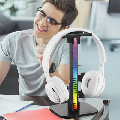 Држач за слушалки Mozos D11, RGB, пластика, Црна