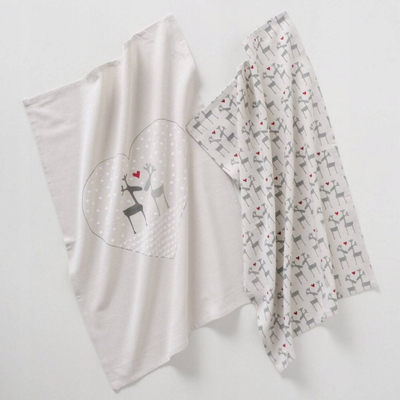 Set peshqirësh kuzhine Boltze Home Lovelies, 50 x 50 cm, pambuk, gri dhe bezhë