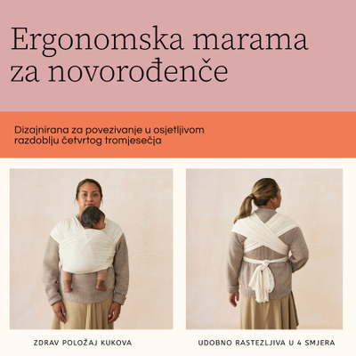 Maramë mbajtëse Ergobaby Aura Sustainable Knit, material i lehtë Tencel, krem