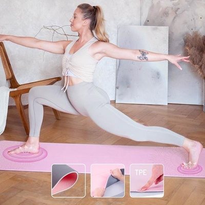 Tapet yoga HMS YM10, TPE, dy shtresa, rozë e hapur