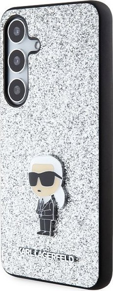 Mbrojtëse telefoni Karl Lagerfeld Ikonik Logo Metal Pin për Samsung S24 Plus, me shkëlqim, argjend