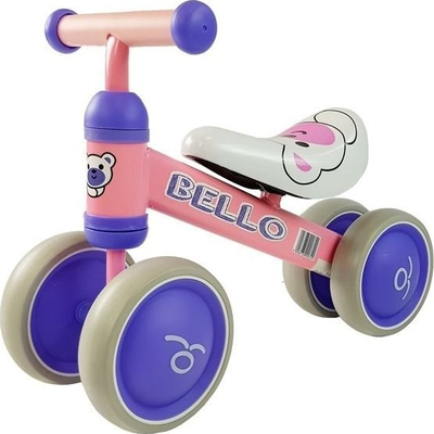 Biçikletë ekuilibri Leantoys Bello, 4 rrota, për kalamaj, rozë