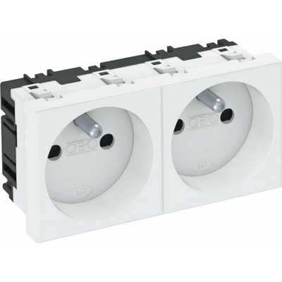 Prizë modulare dyshe OBO Bettermann 6120172, 90 x 45 mm, për kanale kabllosh, e bardhë