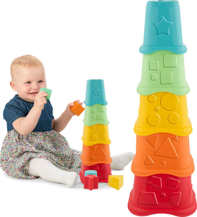 Lodër edukative Chicco ECO+ Tower, 2 në 1 kupa për t’u grumbullu, shumëngjyrëshe