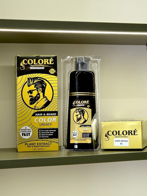 Shampo për mjekërr dhe flokë Plant Extract, COLORÉ Professional, Dark Brown, 250ml