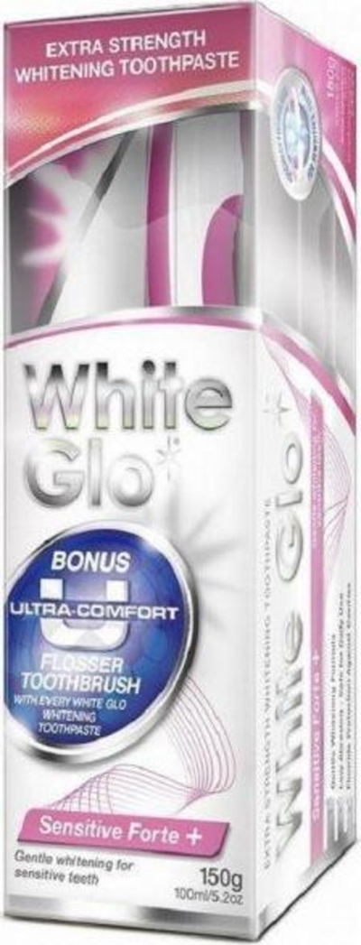 Set pastë zbardhuese + furçë dhëmbësh White Glo Sensitive Forte+, 100 ml