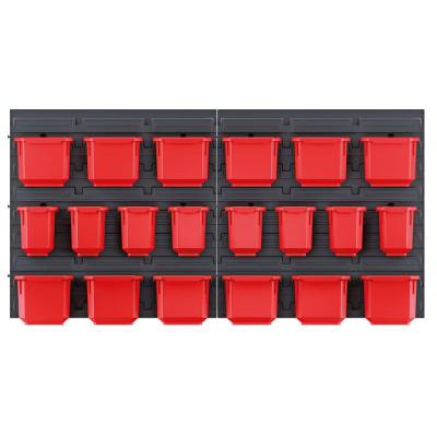 Panel për orendi veglash Orderline, me 20 kontenierë, 80 x 16.5 x 40 cm, portokalli