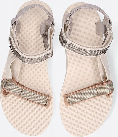 Sandale Teva Midform Universal Karina me platformë të mesme për goca, të bardha me ngjyra metalike shumëngjyrëshe