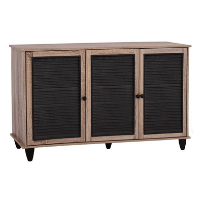 [OUTLET] Raft për këpucë 3-dyersh Sonama&e zezë 112×30×68.5 cm (HM2267.02), zezë