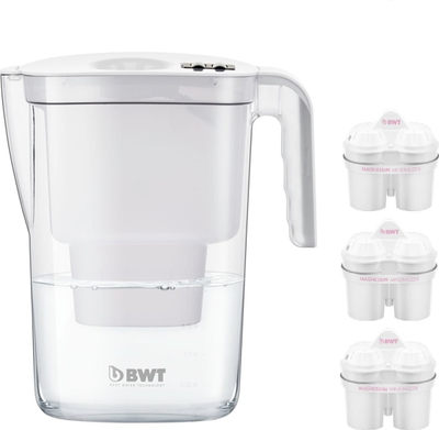 Ibrik filtri uji BWT Vida, 2.6L, me 3 fishekë, i bardhë