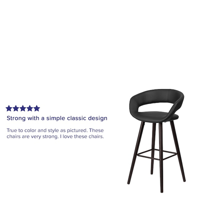 Stol bari Flash Furniture, 75cm, lëkurë sintetike, i zi