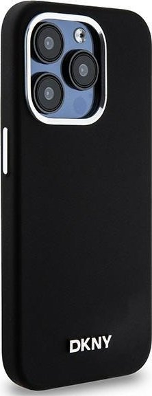 Mbështjellës telefoni DKNY Liquid Silicone Small Metal Logo MagSafe për iPhone 14 Pro, silikon, i zi