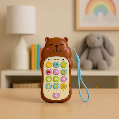 Telefon edukativ për fëmijë kapibara, drita dhe tinguj, melodi, kafe