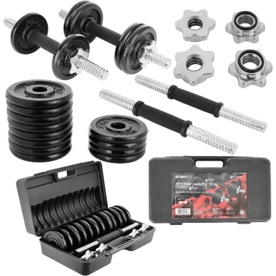 Set hantellash EB Fit 585463, 2 x 7.5 kg, gize, të zeza