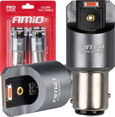 Llambë LED AMIO P21/5W BAY15D Full Canbus, 12/24V, e kuqe