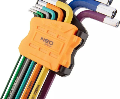 Set i çelësave hex NEO, lloji L 1.5-10mm, me një top, 9 copë