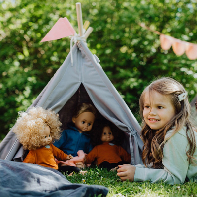Çadër loje për kukulla Micki Skrallan Play Teepee, dru dhe pambuk, për kalamaj 3+