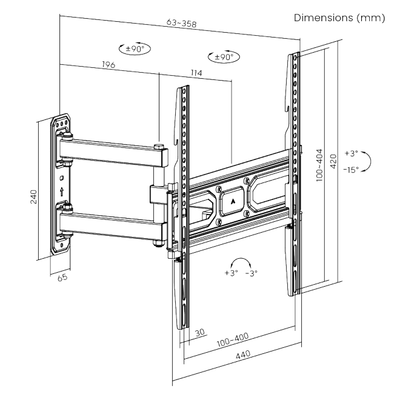 Mbajtëse për TV Brateck LPA78-443, 32"-55", 35 kg