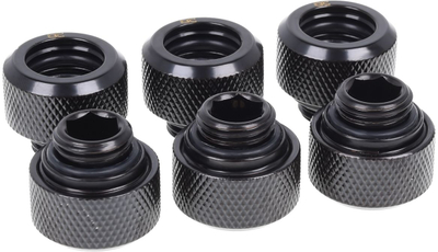 Компресиски поврзувач Alphacool Eiszapfen 13mm G1/4, HardTube, сет 6 парчиња, црн