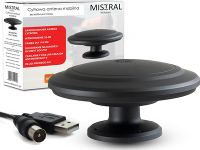 Antena jashtë Mistral MI ANT04, DVB T, me USB, ngjyrë e zezë
