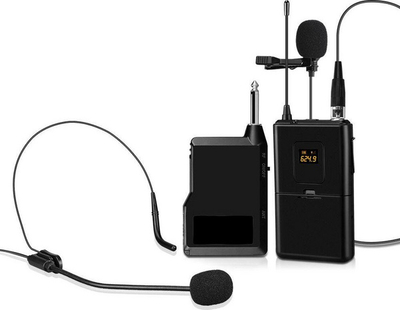 Сет безжични микрофони Мозос MIC-UHF-SET, 16 UHF канали, 30Hz-18kHz, црн
