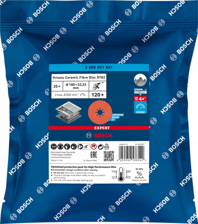 Disk gërryes Bosch Expert R782 Prisma Fibre, 180mm, granulim 120, set 25 copë