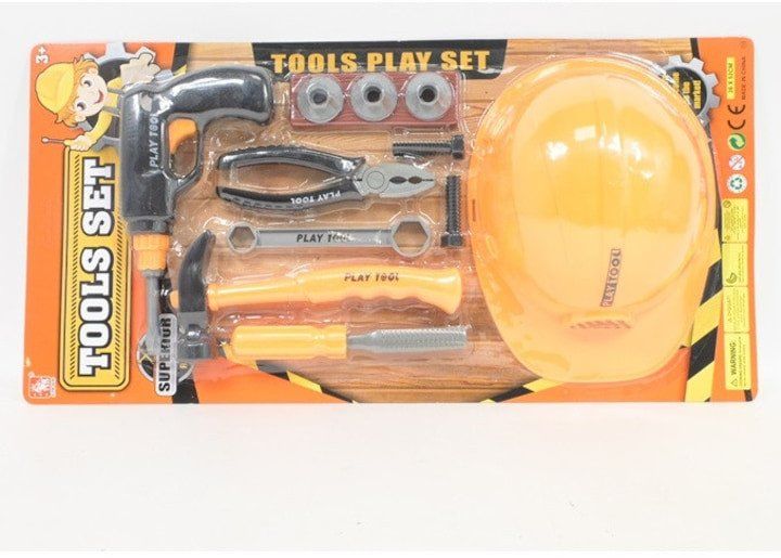 Set lodrash mjetesh Gazelo Tools Play Set, helmetë ndërtimi, portokalli e zezë