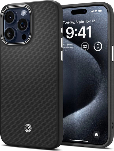 Mbulesë telefoni Spigen Enzo Aramid, për iPhone 16 Pro, e zezë