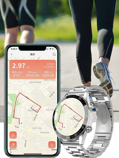 Smartwatch Mski Gravity GT4 5, ekran 1.39", Bluetooth thirrje, argjendtë me rrip të zi
