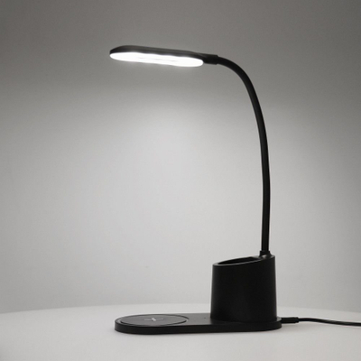 Llambë tavoline LED CFTD03 me karikim wireless 10W, krah fleksibël, ngjyrë e zezë