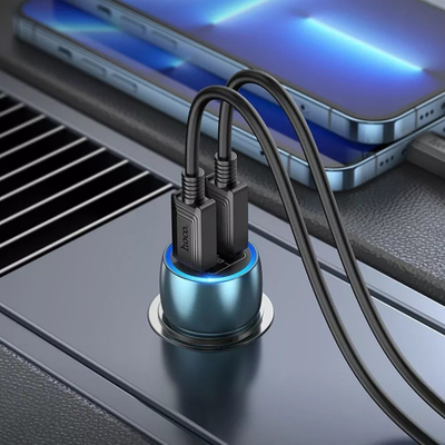 Karikues makine Hoco Z48, 2x USB‑C, 40W PD QC3.0, blu metalik