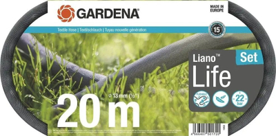 Zorrë kopshti Gardena Liano, 20 m, 13 mm, tekstile, e zezë-gri